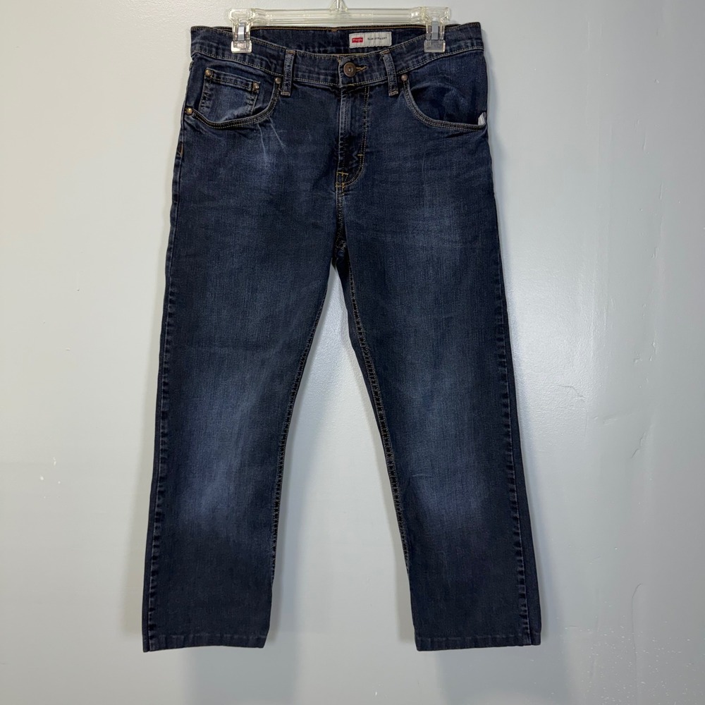 Wrangler Slim Straight Dark Wash Denim Jeans Mens 30x24 Hemmed